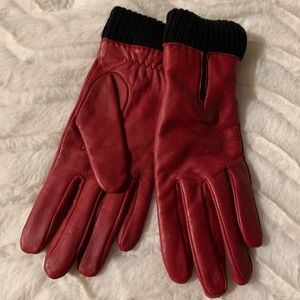 Red leather gloves
